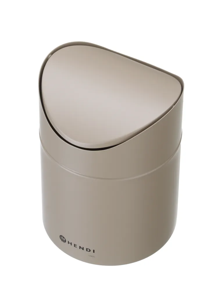Vis Tabletop litter bin with swing cover, HENDI, 1,2L, Beige, ⌀120x(H)165mm, bilde 2