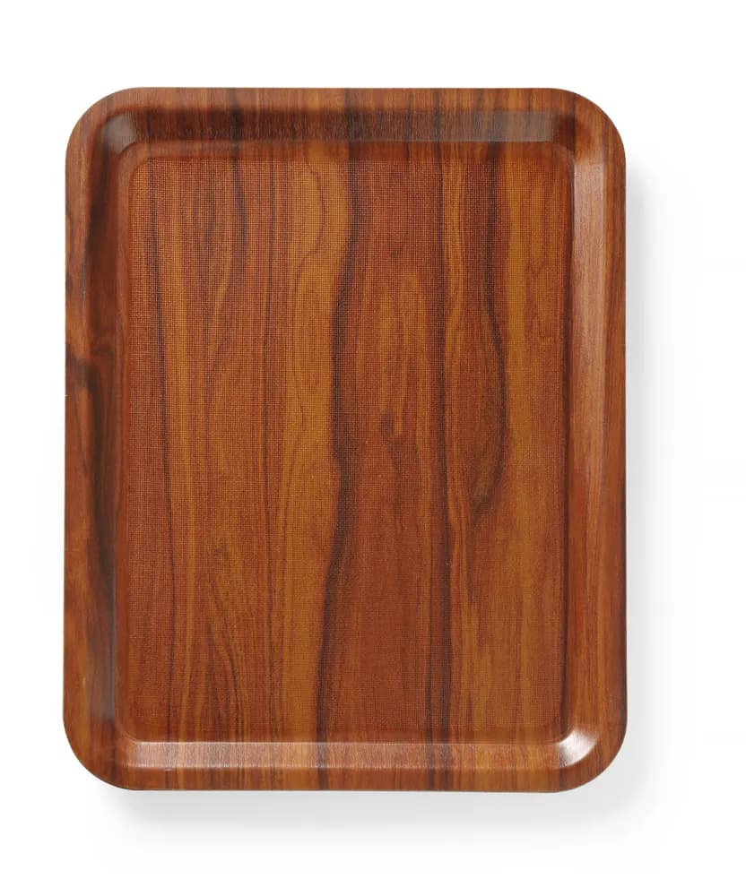 Serving tray, rectangular, non-slip, laminated, AmerBox, Mahogany, 460x360mm