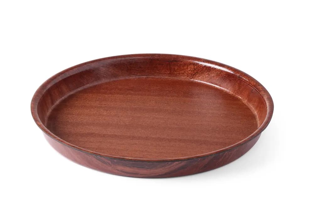 Serving tray, round, non-slip, high rim, laminated, AmerBox, Mahogany, ⌀320x(H)35mm