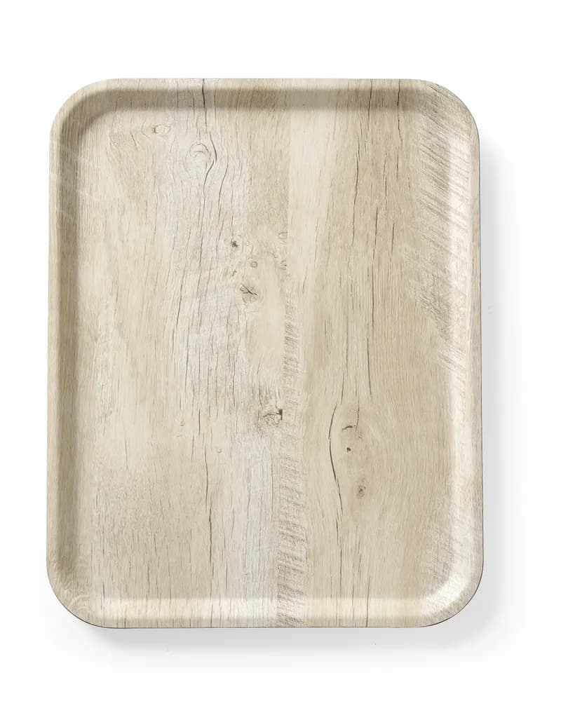 Serving tray with melamine laminate, non slip, with wood design, AmerBox, Wood light, 330x430mm