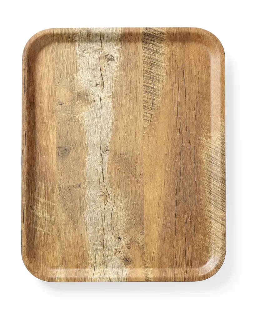 Serving tray with melamine laminate, non slip, with wood design, AmerBox, Wood, 330x430mm