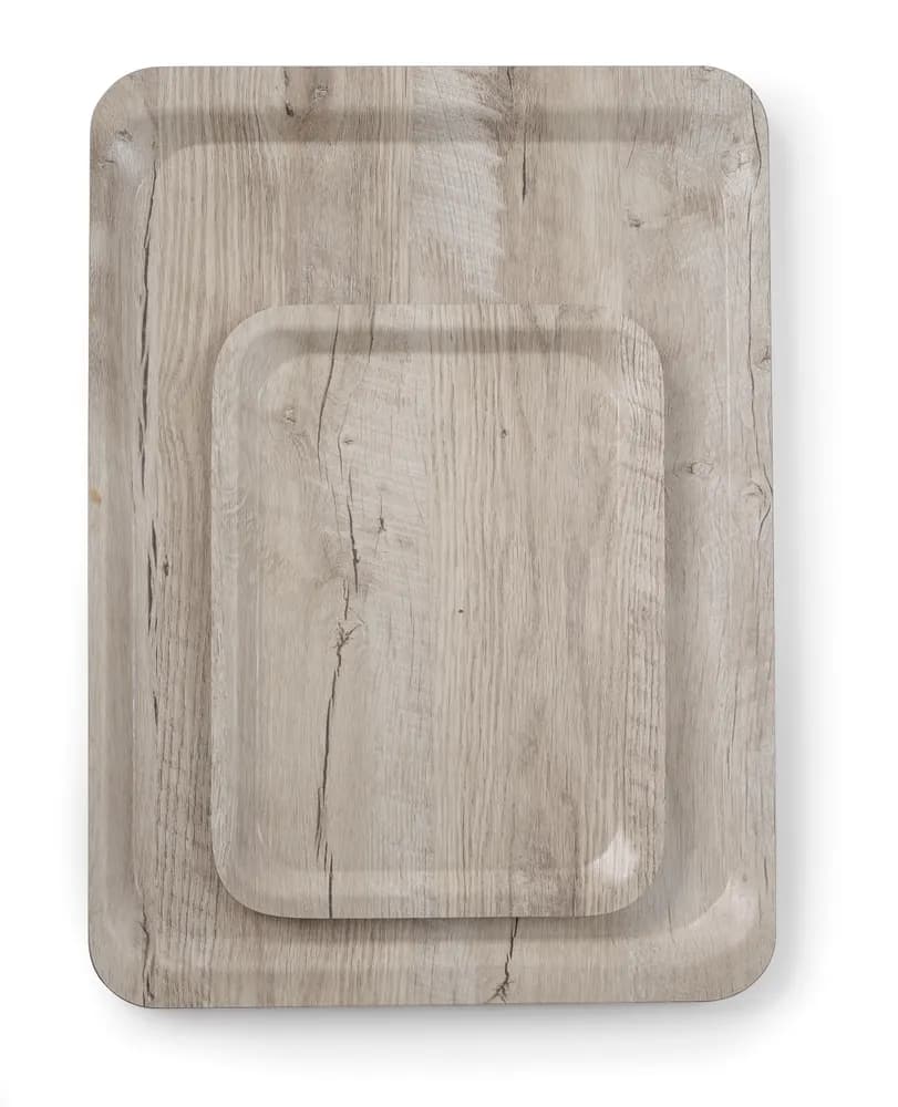 Serving tray with melamine laminate, non slip, with wood design, AmerBox, Wood light, 240x340mm