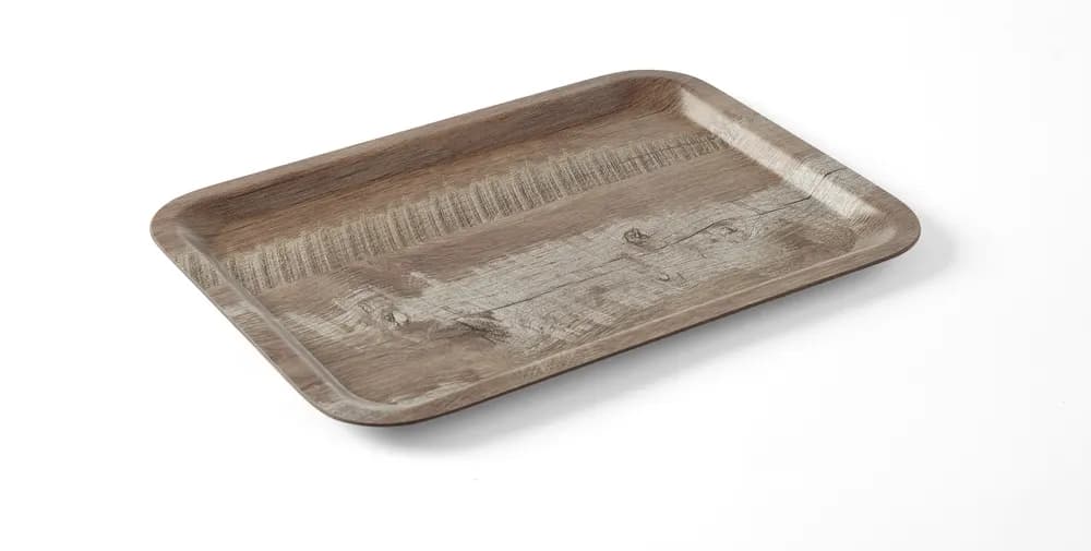 Serving tray with melamine laminate, non slip, with wood design, AmerBox, Wood dark, 240x340mm