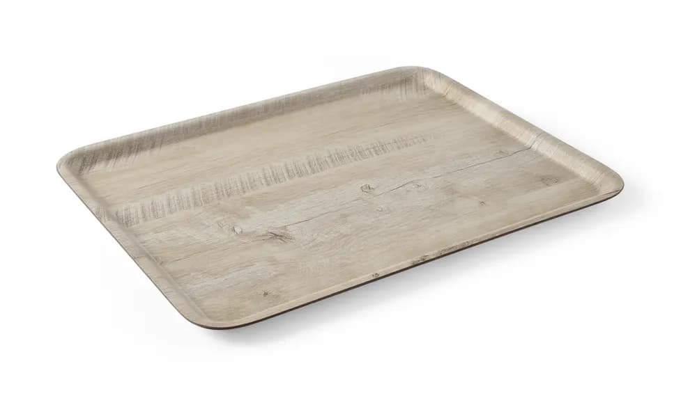 Serving tray with melamine laminate, non slip, with wood design, AmerBox, Wood light, 370x530mm