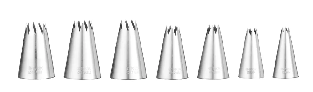 Icing tips - star, HENDI, ø6-8-10-12-14-16-18, 7 pcs
