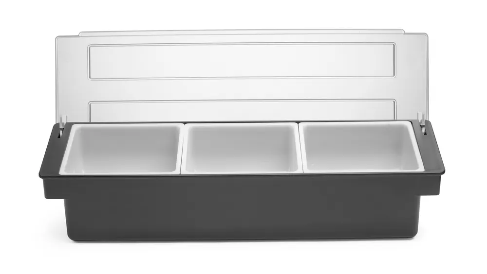 Condiment holder - 3 containers, BarUp, Black, 480x150x(H)100mm