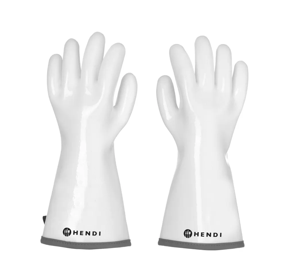 Vis Gloves with silicone coating, HENDI, White, 2 pcs., (L)330mm, bilde 2