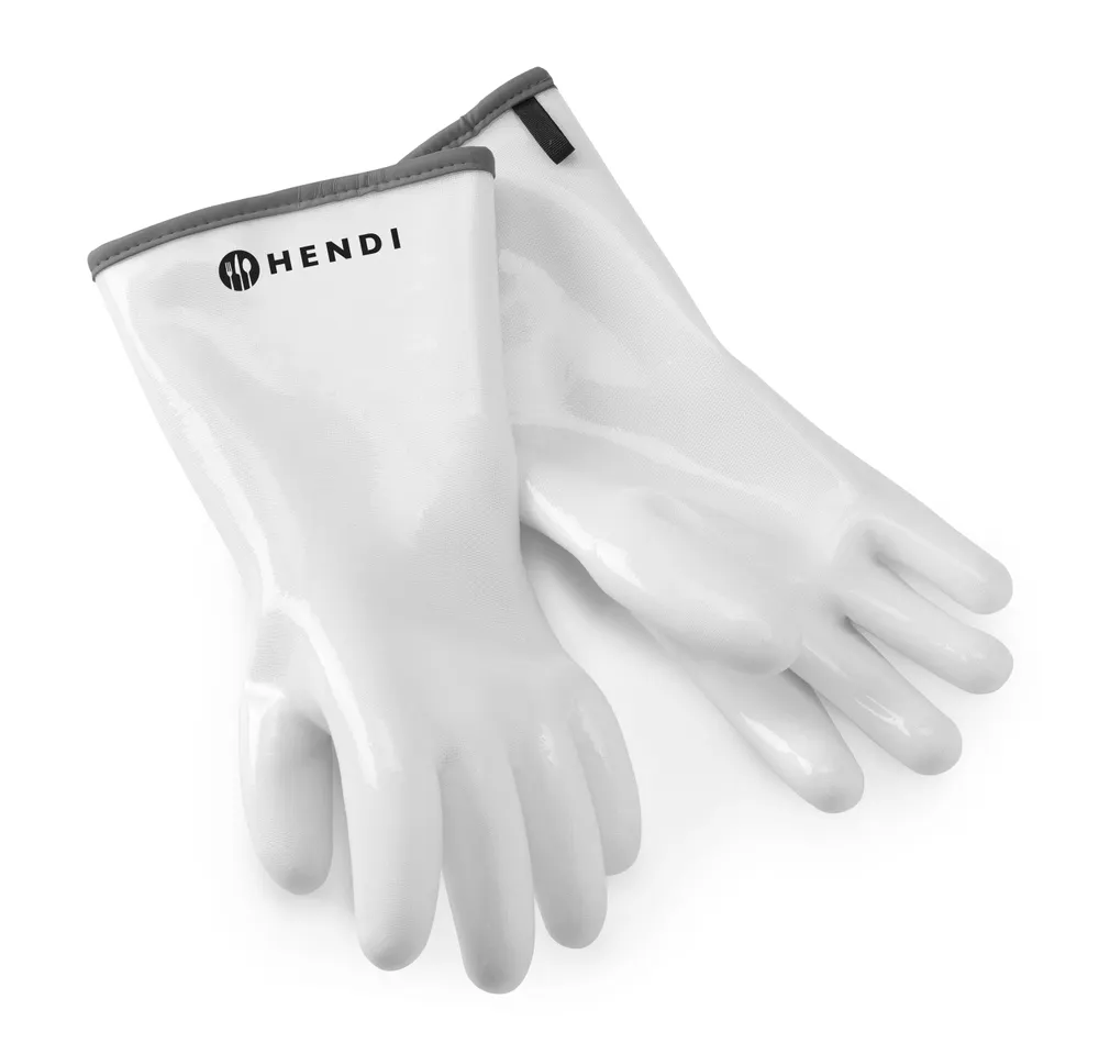 Gloves with silicone coating, HENDI, White, 2 pcs., (L)330mm