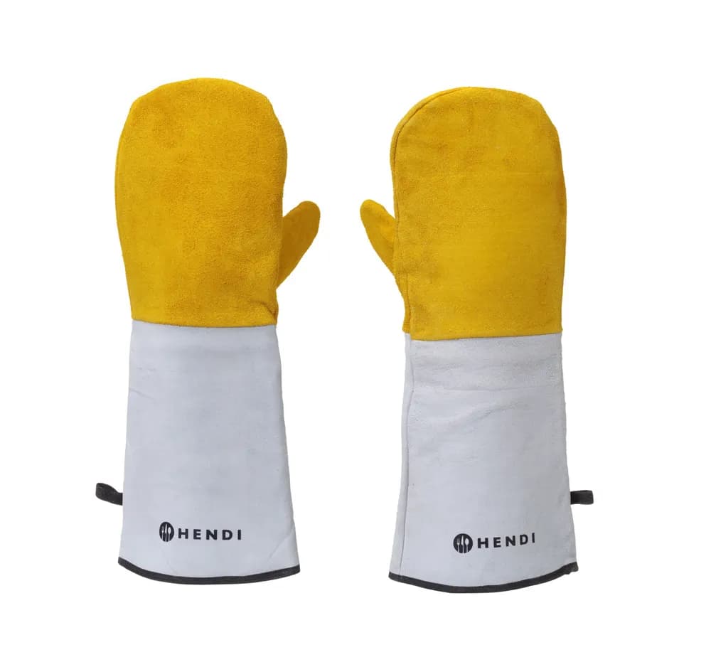 Vis Heat resistant leather barbecue mitts - 2 pcs, HENDI, 2 pcs., (L)460mm, bilde 2
