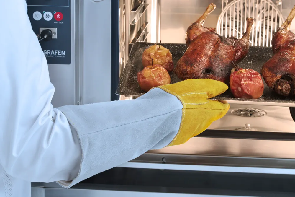Vis Heat resistant leather barbecue gloves - 2 pcs, HENDI, 2 pcs., (L)460mm, bilde 5