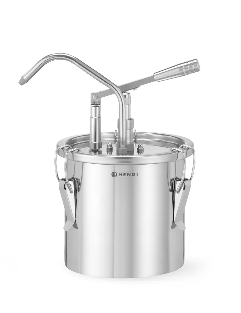 Stainless steel sauce container with dispenser, HENDI, 4,5L, ⌀198x(H)360mm