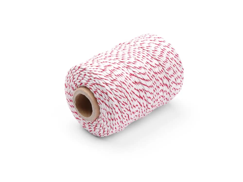 Butcher's twine red & white, HENDI, 132 m, White