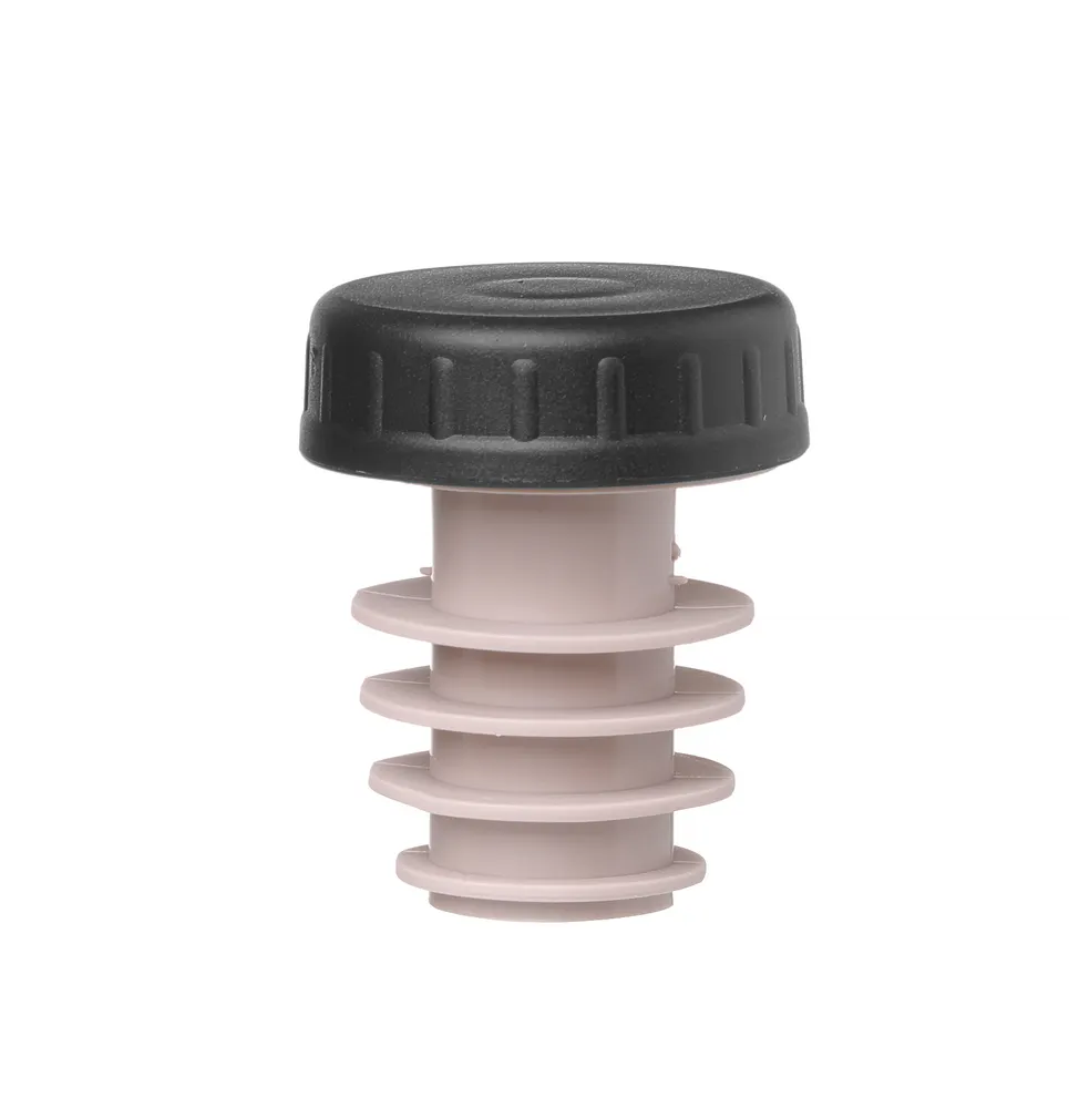 Stopper with cap, BarUp, Black, 6 pcs., ⌀30x(H)37mm