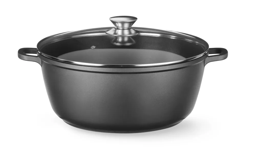 Casserole with non-stick coating, HENDI, 7L, Black, 367x290x(H)122mm, Round