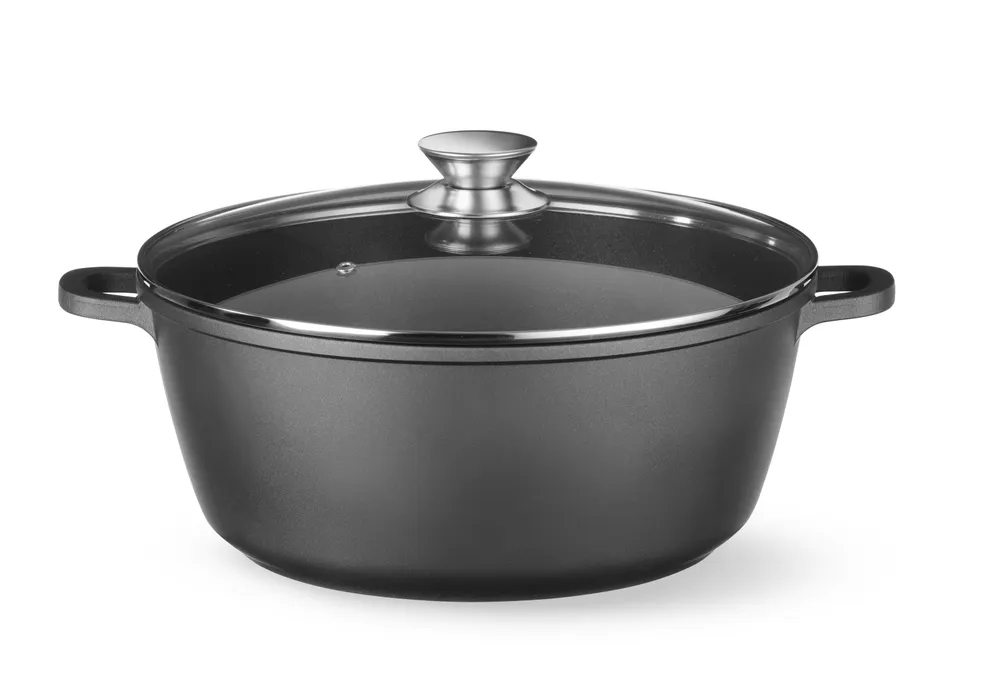 Casserole with non-stick coating, HENDI, 7,5L, Black, 387x310x(H)130mm, Round