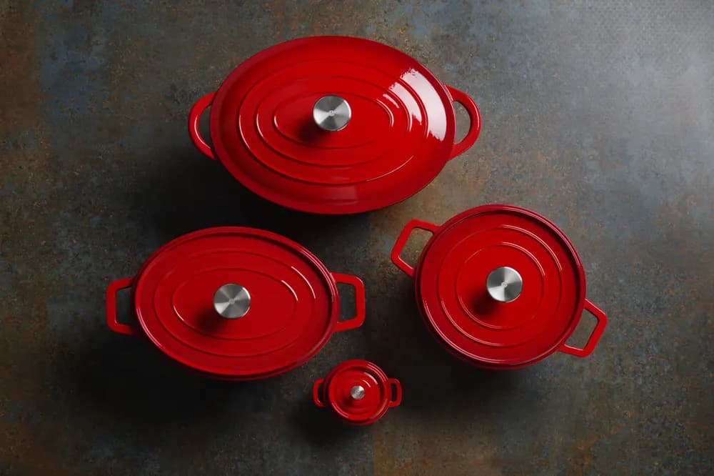 Vis Cast iron casserole enamelled, HENDI, 3,7L, Red, 317x240x(H)105mm, Round, bilde 4