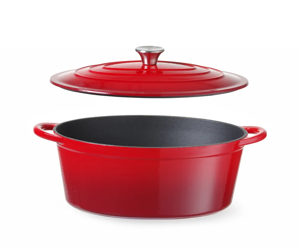 Vis Cast iron casserole enamelled, HENDI, 6,88L, Red, 405x255x(H)134mm, Oval, bilde 2