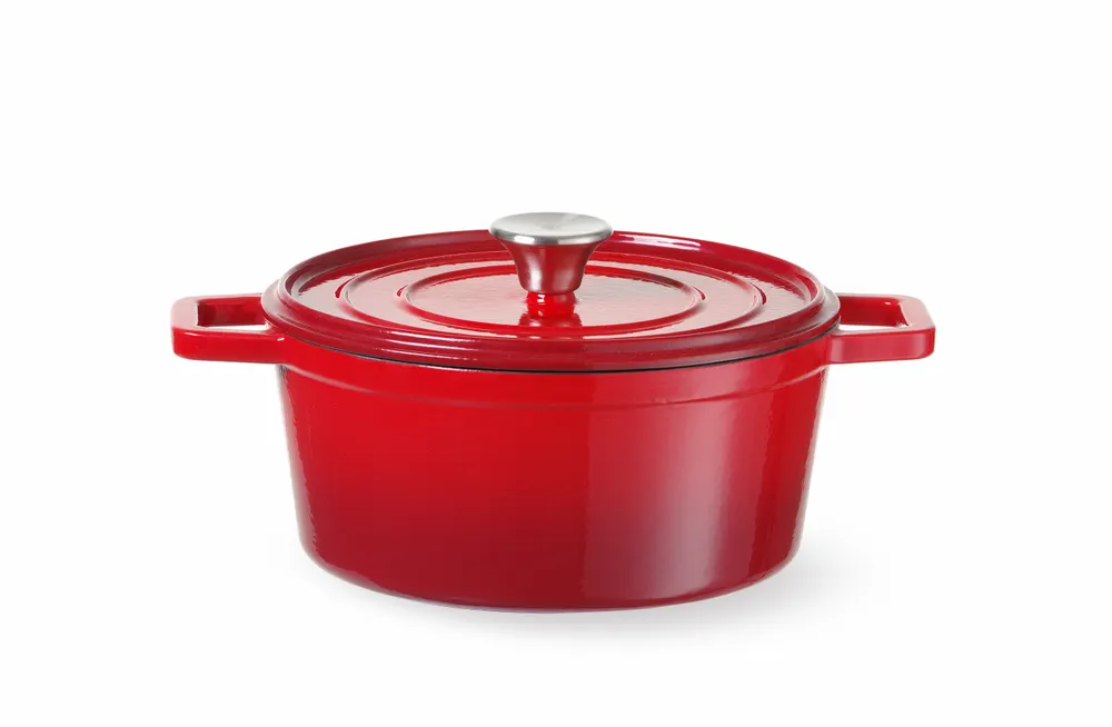 Cast iron casserole enamelled, HENDI, 3,7L, Red, 317x240x(H)105mm, Round