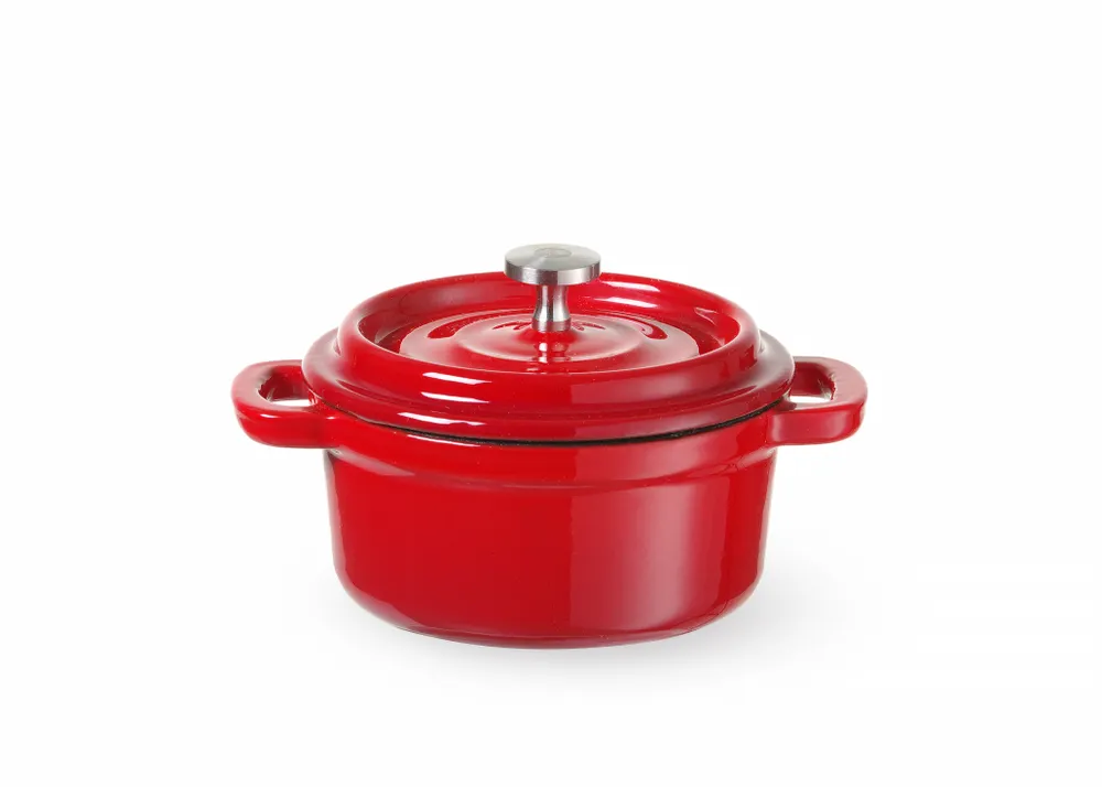Cast iron casserole enamelled, HENDI, 0,27L, Red, 130x100x(H)48mm, Round