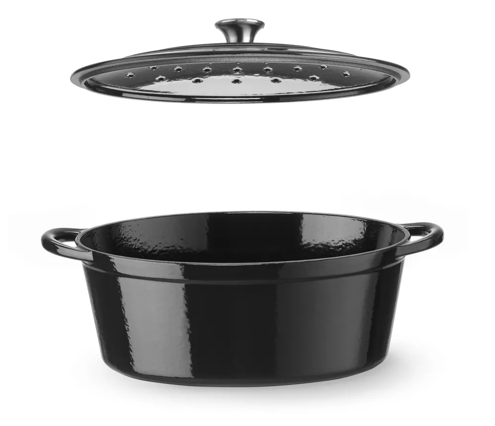 Vis Cast iron casserole enamelled, HENDI, 6,88L, Black, 405x255x(H)134mm, Oval, bilde 3