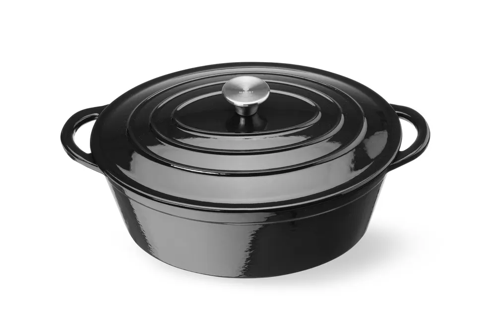 Vis Cast iron casserole enamelled, HENDI, 6,88L, Black, 405x255x(H)134mm, Oval, bilde 4