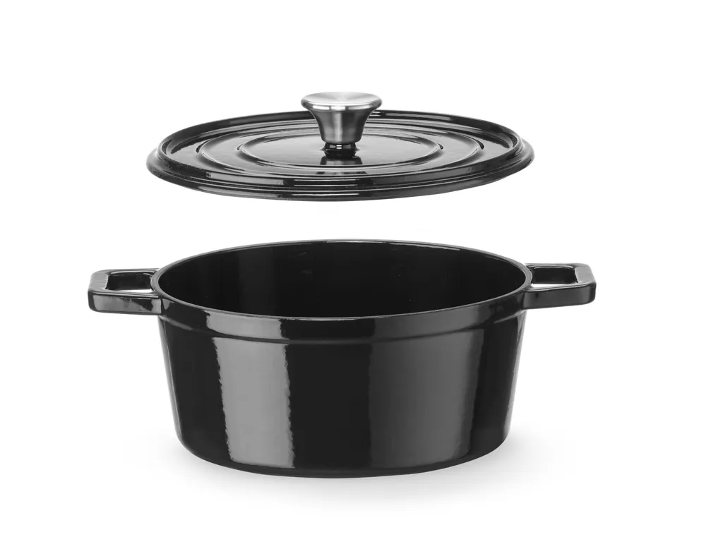 Vis Cast iron casserole enamelled, HENDI, 3,7L, Black, 317x240x(H)105mm, Round, bilde 2