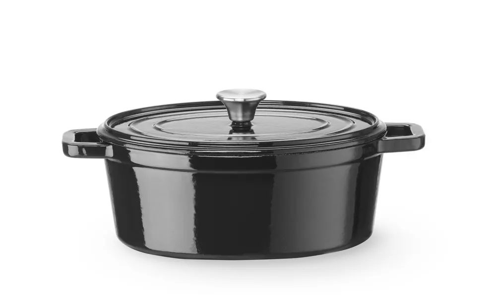 Cast iron casserole enamelled, HENDI, 4,4L, Black, 365x220x(H)115mm, Oval