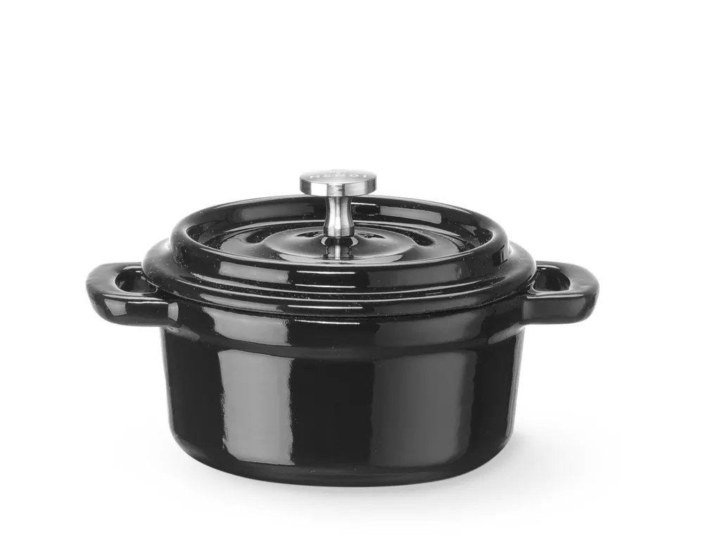 Cast iron casserole enamelled, HENDI, 0,27L, Black, 130x100x(H)48mm, Round