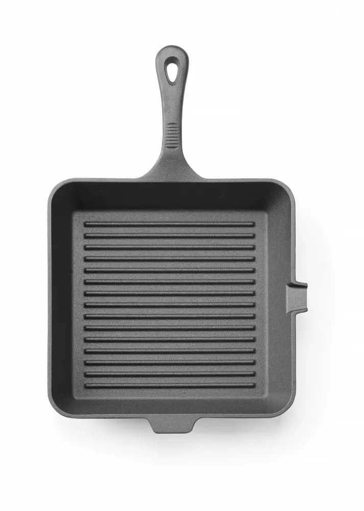 Cast iron grill pan, HENDI, Black, 250x250x(H)50mm, Square