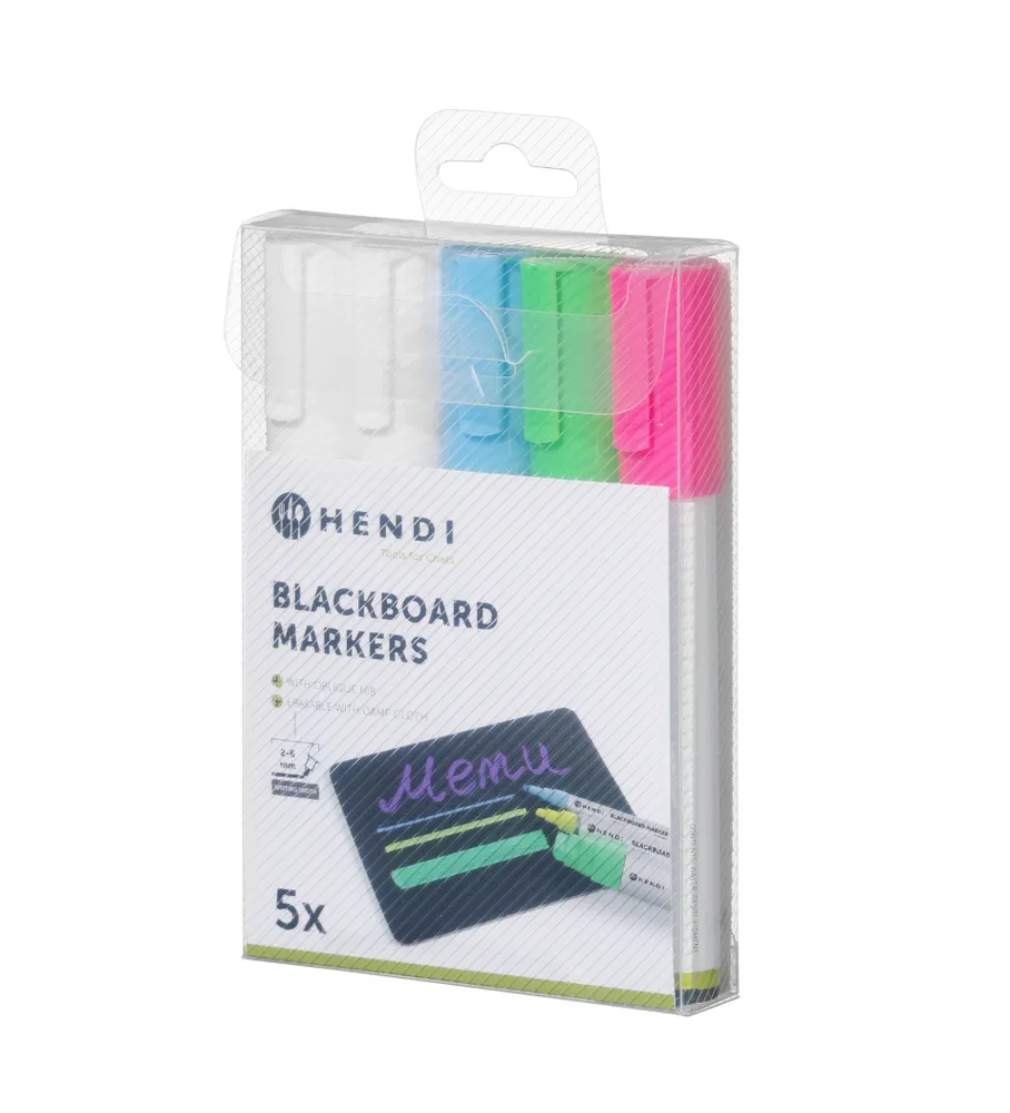 Vis Blackboard markers 6 mm, HENDI, 1 pink, 1 green, 1 blue and 2 white markers, bilde 2
