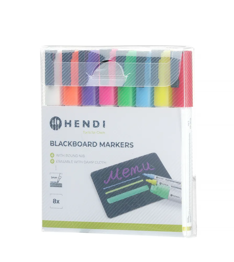 Vis Blackboard markers 3 mm, HENDI, 1 white, 1 red, 1 blue, 1 green, 1 yellow, 1 purple, 1 orange and 1 pink marker, bilde 2