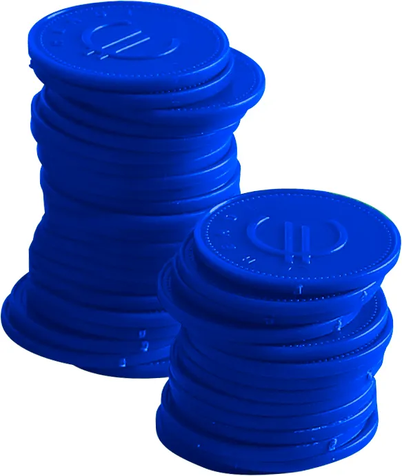 Coin tokens – 100 pcs., BarUp, Blue, 100 pcs., ⌀25mm