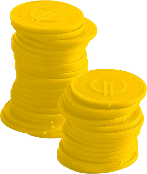 Coin tokens – 100 pcs., BarUp, Yellow, 100 pcs., ⌀25mm