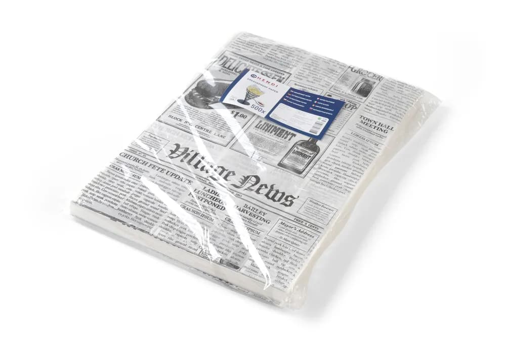 Greaseproof paper, HENDI, Newspaper print, 500 pcs., 250x350mm