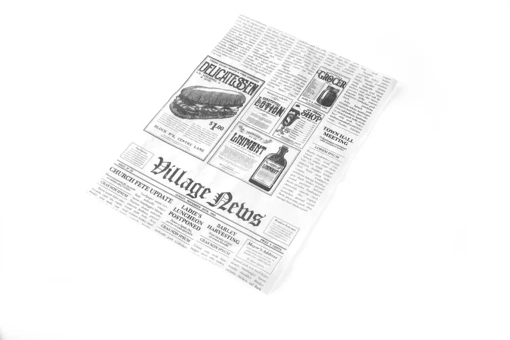 Vis Greaseproof paper, HENDI, Newspaper print, 500 pcs., 250x350mm, bilde 3
