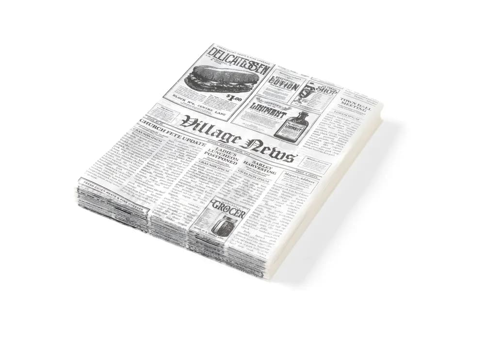 Vis Greaseproof paper, HENDI, Newspaper print, 500 pcs., 200x250mm, bilde 2