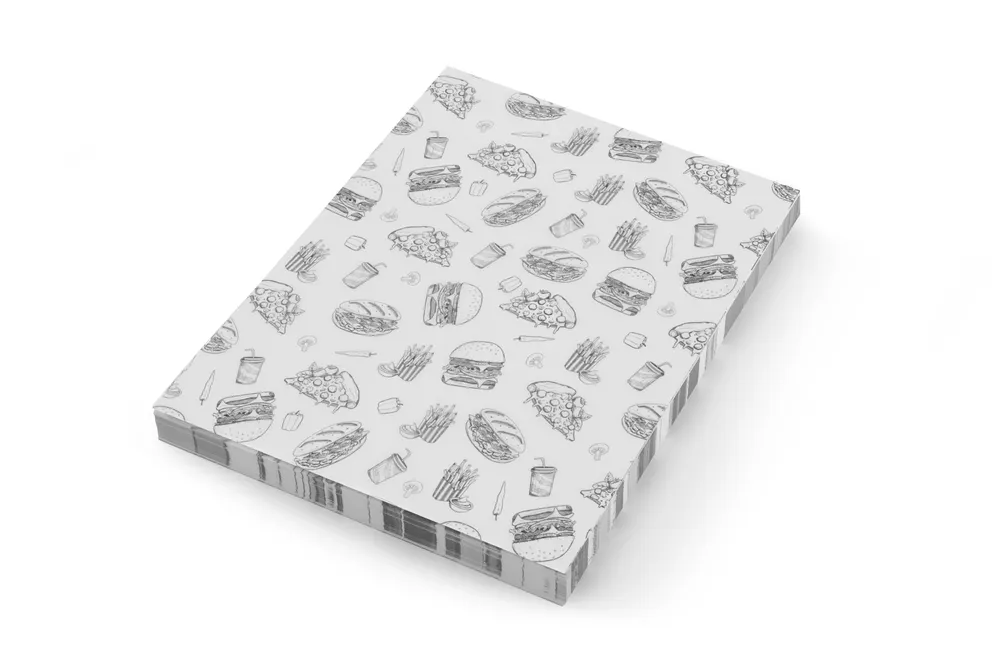 Vis Greaseproof paper, HENDI, Fast Food Illustration Pattern, 500 pcs., 200x250mm, bilde 2