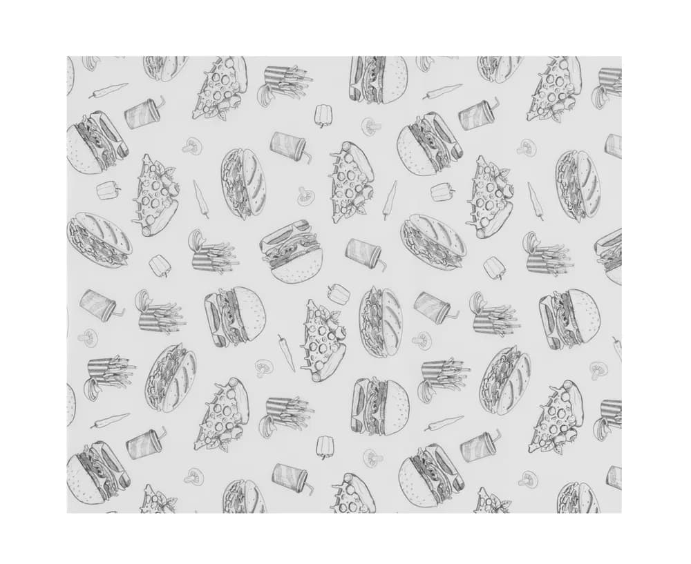 Greaseproof paper, HENDI, Fast Food Illustration Pattern, 500 pcs., 200x250mm