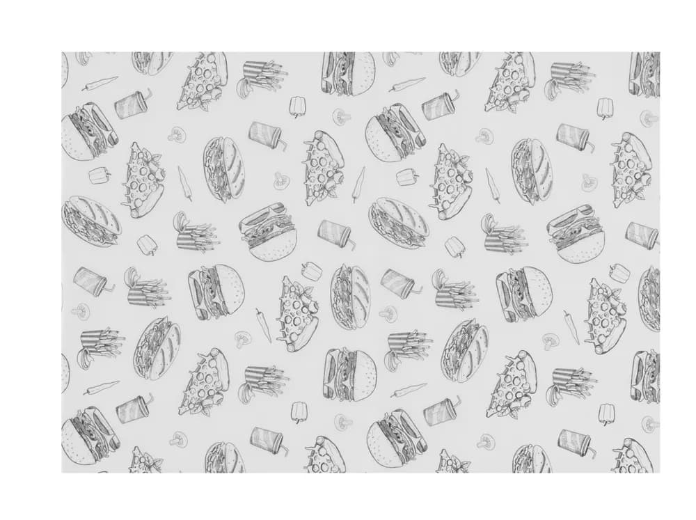 Greaseproof paper, HENDI, Fast Food Illustration Pattern, 500 pcs., 250x350mm