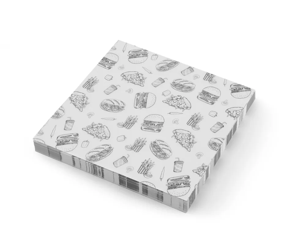 Vis Greaseproof paper, HENDI, Fast Food Illustration Pattern, 500 pcs., 305x305mm, bilde 2