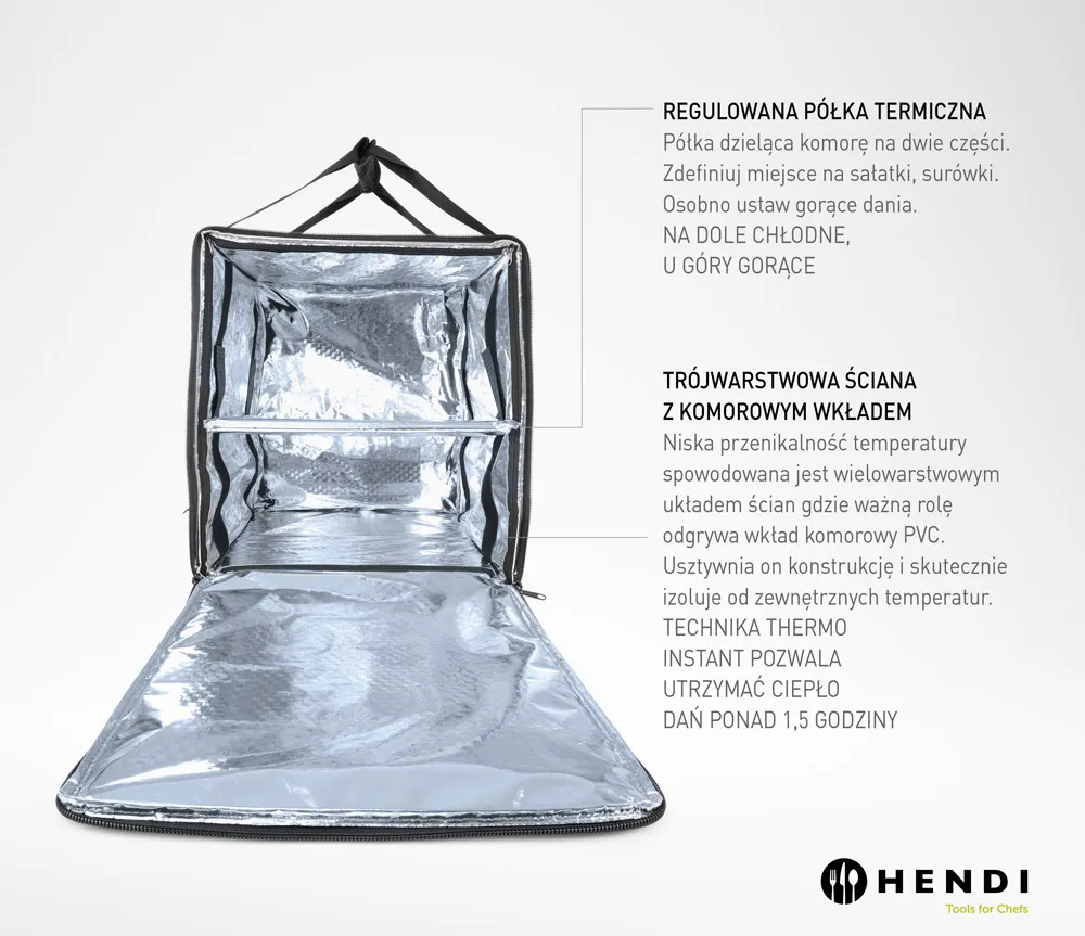 Vis Pizza & food delivery backpack insulated, HENDI, 75,2L, Black, 410x410x(H)480mm, bilde 7