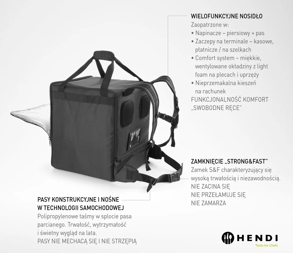Vis Pizza & food delivery backpack insulated, HENDI, 75,2L, Black, 410x410x(H)480mm, bilde 3