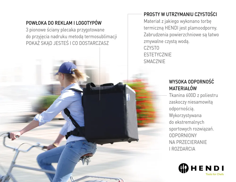 Vis Pizza & food delivery backpack insulated, HENDI, 75,2L, Black, 410x410x(H)480mm, bilde 4