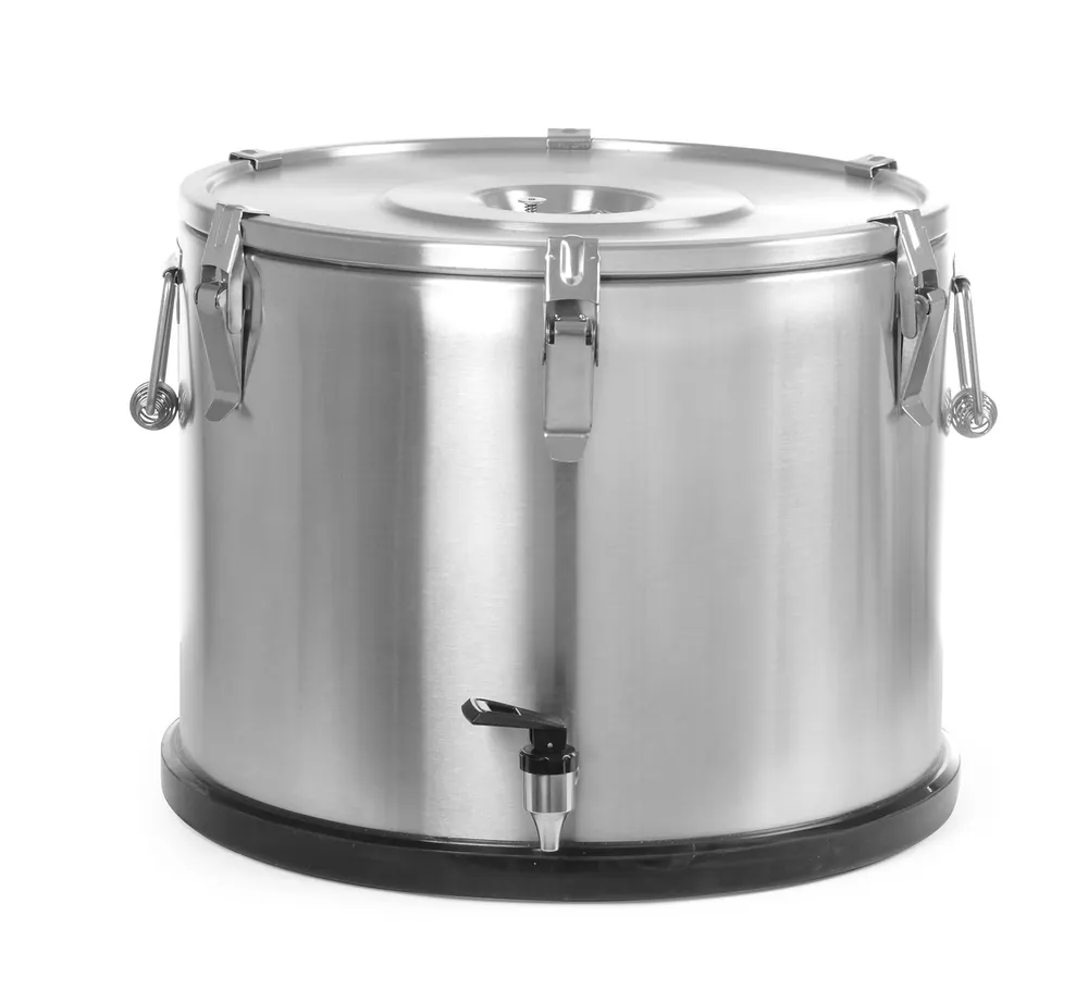 Insulated portable container – with a tap, HENDI, Profi Line, 50L, Silver, ⌀480x(H)380mm