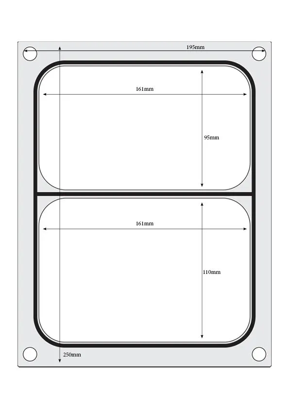 Vis Tray sealer matrix, HENDI, two-sectioned container 227x178 mm, bilde 2