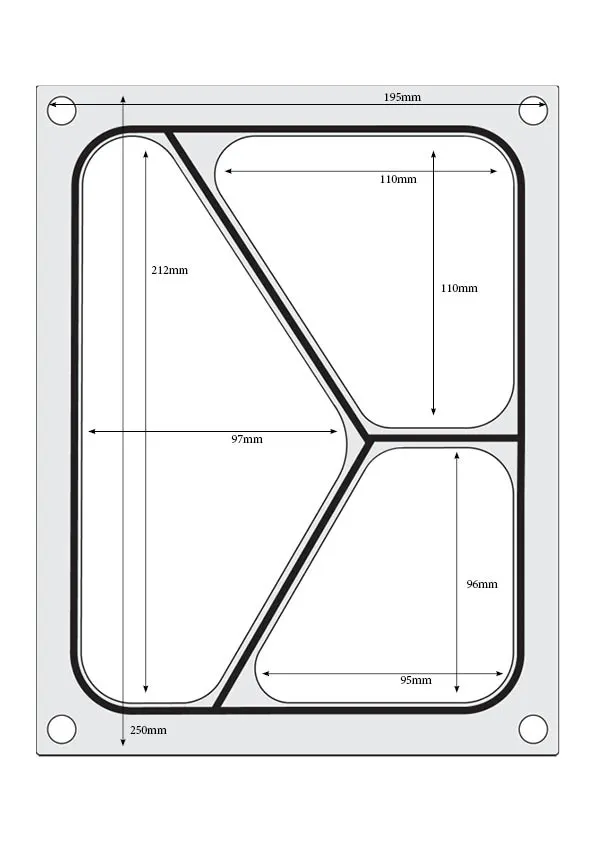 Vis Tray sealer matrix, HENDI, three-section container 227x178 mm, bilde 2