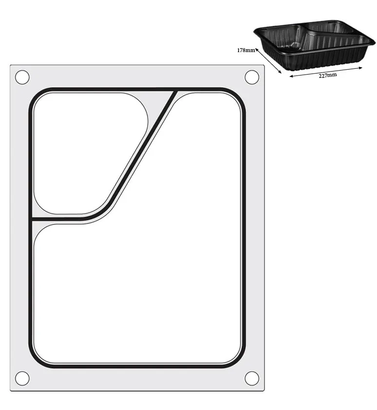 Vis Tray sealer matrix, HENDI, two-sectioned colt container 227x178 mm, bilde 3