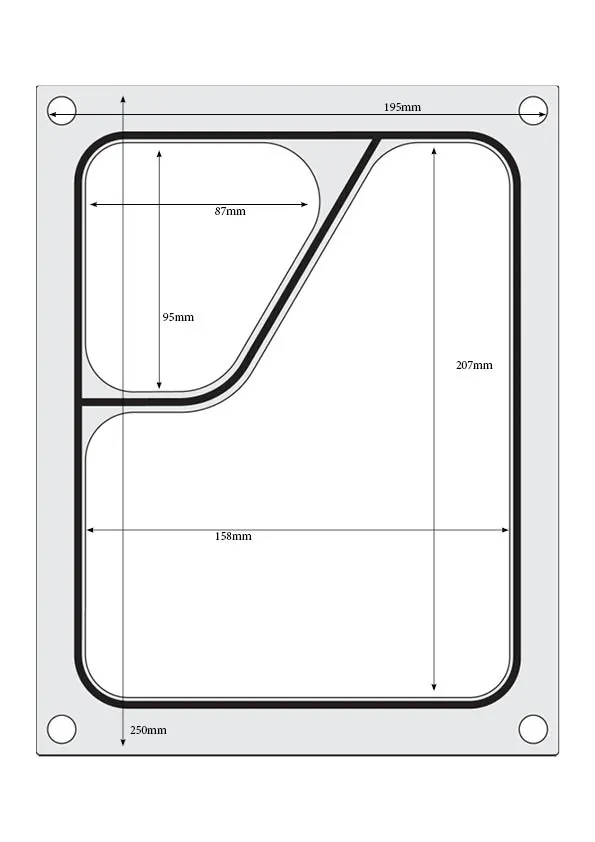 Vis Tray sealer matrix, HENDI, two-sectioned colt container 227x178 mm, bilde 2