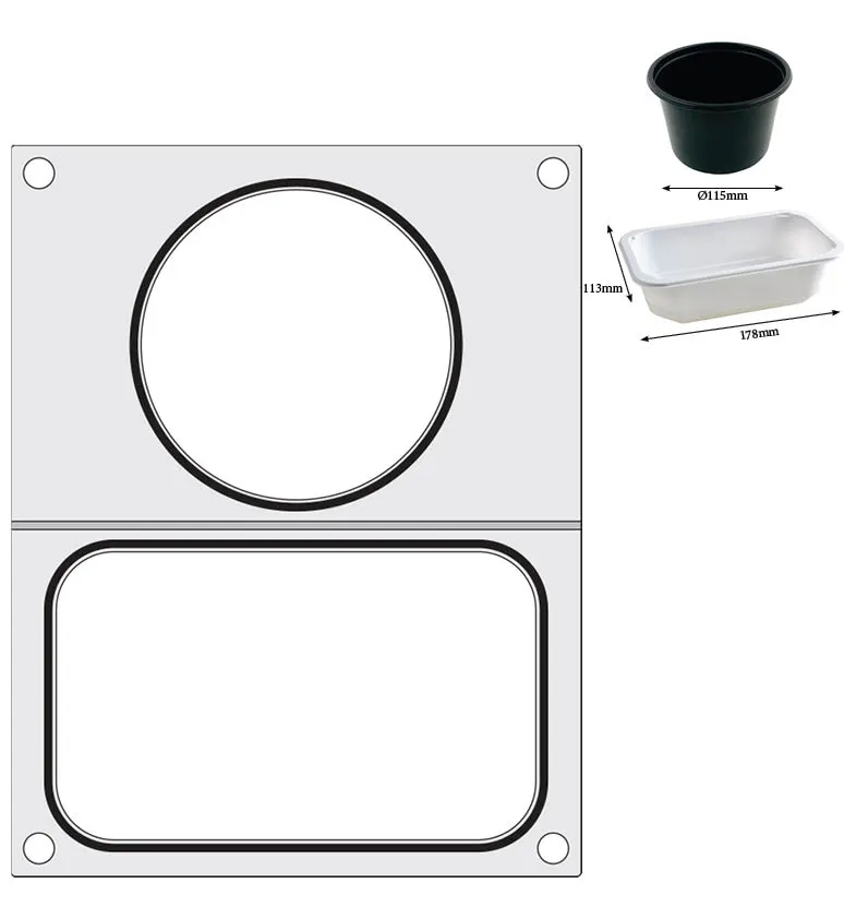 Vis Tray sealer matrix, HENDI, 2 containers (1x 178x113 mm, 1x ø115 mm), bilde 3