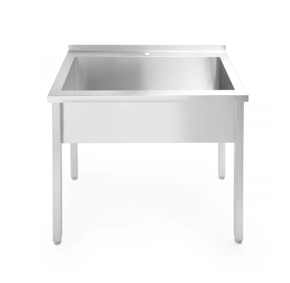 Vis Table with single wash trough, with splashback – bolted, depth 600 mm, HENDI, Budget Line, 1000x600x(H)850mm, bilde 6